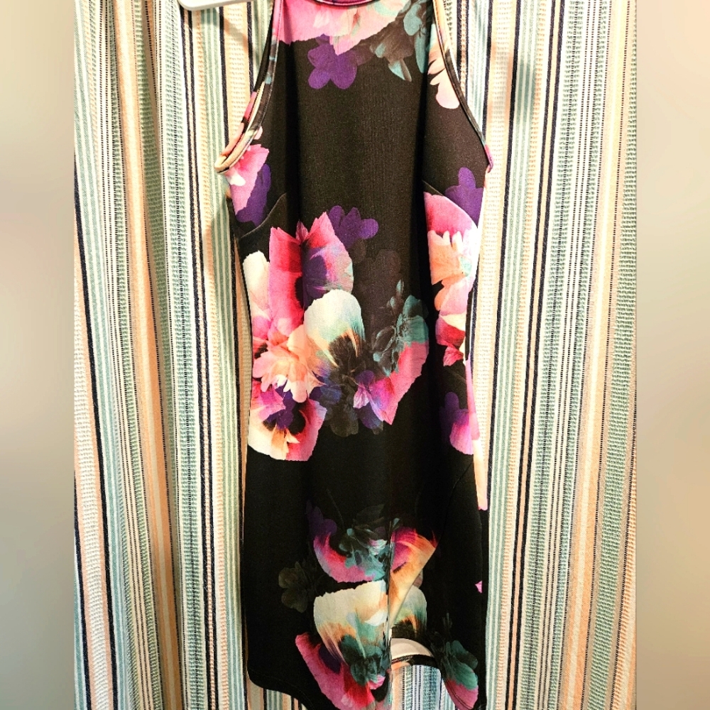 Windsor Floral Sleeveless Dress - Black With Flowers